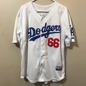 MLB LA Dodgers #66 Puig white jersey